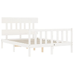 Maison Chic Cadre/structure de lit avec tête de lit pour adulte - Lit Moderne Chambre blanc 120x200 cm bois massif -MN96950 pas cher