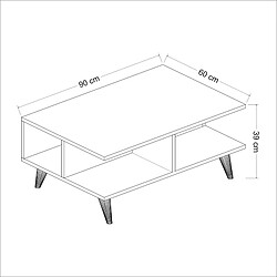 Helloshop26 Table basse rectangulaire avec espace de rangement blanc / effet noyer 03_0008487