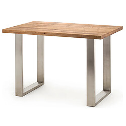 Pegane Table haute en acier et chêne sauvage - Longueur 160 x Hauteur 107 x Profondeur 100 cm