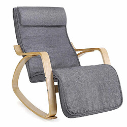 SONGMICS Fauteuil à Bascule avec Repose-Pieds réglable à 5 Niveaux Design Rocking Chair Charge Maximum 150 kg Gris Lin LYY11G