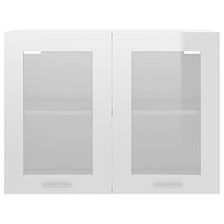 Acheter vidaXL Armoire en verre suspendue Blanc brillant Bois d'ingénierie