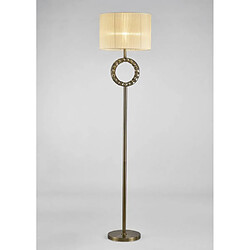 Luminaire Center Lampadaire Florence rond avec Abat jour crème 1 Ampoule laiton antique/cristal