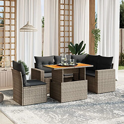 vidaXL Salon de jardin 6 pcs avec coussins gris résine tressée