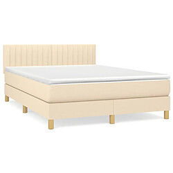 Maison Chic Lit Adulte - Lit simple Lit à sommier tapissier avec matelas moelleux - Meuble de Chambre - Crème 140x200 cm Tissu -MN29675