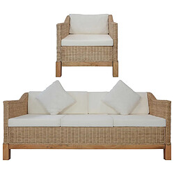 Maison Chic Ensemble de canapés 2 pcs avec coussins, Canapé droit Sofa pour Salon Rotin naturel -GKD888093