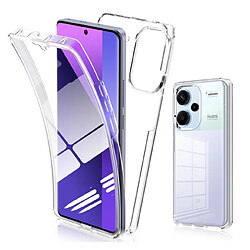 Htdmobiles Coque pour Xiaomi Redmi Note 13 Pro+ Plus 5G - housse etui silicone gel fine 360 integrale (avant et arriere) + film ecran - TRANSPARENT