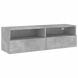 vidaXL Meuble TV mural gris béton 100x30x30 cm bois d'ingénierie