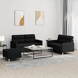 Maison Chic Ensemble de canapés 3 pcs avec coussins, Canapé droit Sofa pour Salon Noir Tissu -GKD834043