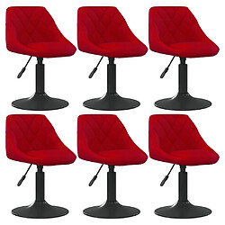 vidaXL Chaises à manger pivotantes lot de 6 rouge bordeaux velours