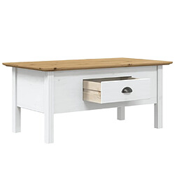 Avis vidaXL Table basse BODO blanc et marron 100x55x46cm bois de pin massif