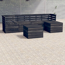 Maison Chic Salon palette de jardin 6pcs,Table et Chaises d'extérieur,Mobilier de jardin Bois de pin massif Gris foncé -MN83942