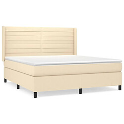 vidaXL Sommier à lattes de lit avec matelas Crème 160x200 cm Tissu