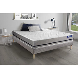 ACTISOM Ensemble matelas 140x190 ACTILATEX SOFT 3zones de confort + sommier KIT gris