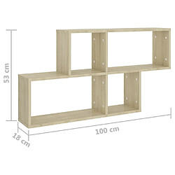 vidaXL Étagère murale Chêne sonoma 100x18x53 cm Bois d’ingénierie pas cher