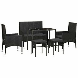 Avis Maison Chic Salon de jardin 6 pcs + coussins - Mobilier/Meubles de jardin - Table et chaises d'extérieur Noir Résine tressée -MN51297