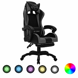 Maison Chic Chaise de jeu vidéo avec LED, Chaise gaming, Fauteuil gamer d'ordinateur,Chaise de Bureau RVB Gris et noir Similicuir -GKD25773