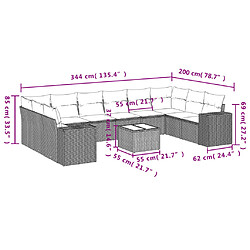 Avis vidaXL Salon de jardin 11 pcs avec coussins beige résine tressée