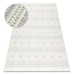 RUGSX Tapis NANO FH69A Diamants, bouclé, tissé plat blanc gris 120x170 cm