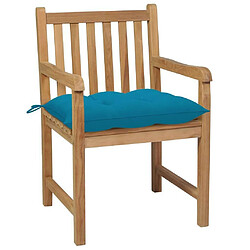 Avis Maison Chic Lot de 6 Chaises de jardin,Fauteuil d'extérieur avec coussins bleu clair Teck solide -MN28951