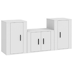 vidaXL Ensemble de meubles TV 3 pcs Blanc Bois d'ingénierie