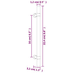 vidaXL Poignées d'armoire 20 pcs noir 160 mm acier inoxydable pas cher