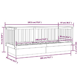 vidaXL Lit de jour sans matelas gris 90x190 cm bois de pin massif pas cher