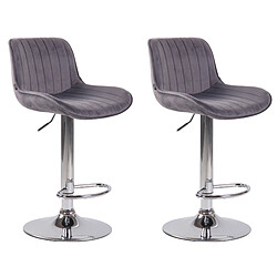 Non Lot de 2 tabourets de bar Lentini velours chrome