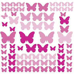 Thedecofactory PAPILLONS ROSES - Stickers repositionnables papillons roses