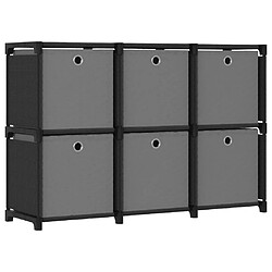 vidaXL Étagère d'affichage 6 cubes et boîtes Noir 103x30x72,5 cm Tissu