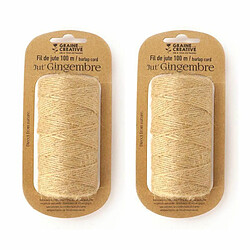 Graines Creatives 2 bobines de fil de jute - Naturel - 100 m