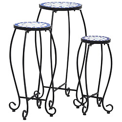 vidaXL Tables mosaïque 3 pcs Bleu et blanc Céramique