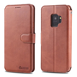 Wewoo Housse Coque Pour Galaxy S9 AZNS Texture du mollet Etui en cuir avec rabat horizontal magnétique support et logements cartes et cadre photo Marron