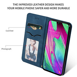 Wewoo Housse Coque Etui en cuir avec rabat horizontal magnétique Business Skin Feel pour Samsung Galaxy A40 bleu marine