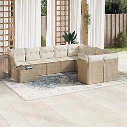 Maison Chic Salon de jardin avec coussins 10 pcs | Ensemble de Table et chaises | Mobilier d'Extérieur beige résine tressée -GKD61954