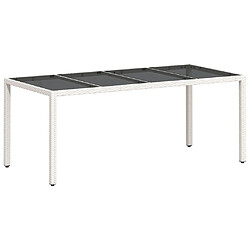 vidaXL Table de jardin avec dessus en verre blanc résine tressée