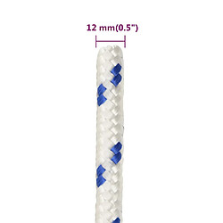 vidaXL Corde de bateau Blanc 12 mm 100 m Polypropylène pas cher