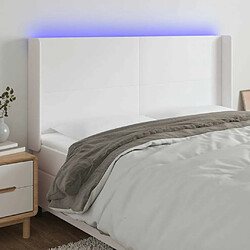 Maison Chic Tête de lit scandinave à LED,meuble de chambre Blanc 183x16x118/128 cm Similicuir -MN41667