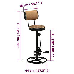 vidaXL Tabouret de bar imprimé en toile lot de 2 cuir chèvre véritable pas cher