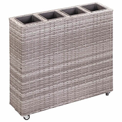 vidaXL Lit surélevé de jardin à 4 pots 80x22x79 cm Résine Tressée Gris