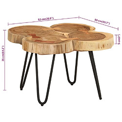 vidaXL Table basse 36 cm 4 troncs bois d'acacia massif pas cher