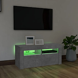 Avis vidaXL Meuble TV avec lumières LED gris béton 90x35x40 cm