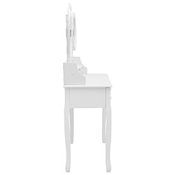 Acheter vidaXL Coiffeuse avec tabouret et miroir pliable en 3 Blanc