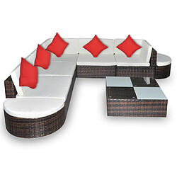 Avis Maison Chic Salon de jardin 8 pcs + coussins - Mobilier/Meubles de jardin - Table et chaises d'extérieur Résine tressée Marron -MN50747