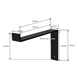 Avis Lot de 6 Supports d'Étagère ML-Design 25x4x14,5 cm, en Métal, Noir, Style Industriel