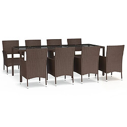 Ensemble salle à manger de jardin 9 pcs,Ensemble à dîner d'extérieur marron poly rotin -MN46997