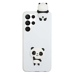 Coque en silicone antichoc, anti-rayures, motif 3D Blanc/panda pour votre Samsung Galaxy S22 Ultra 5G