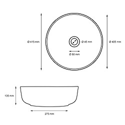 Lavabo avec vidage sans trop-plein Ø 41,5x13,5 cm noir en céramique ML-Design pas cher