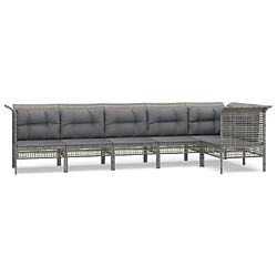 Maison Chic Salon de jardin 6 pcs + coussins - Mobilier/Meubles de jardin - Table et chaises d'extérieur Gris Résine tressée -MN76102