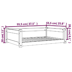 vidaXL Lit pour chien cire marron 95,5x65,5x28 cm bois de pin massif pas cher