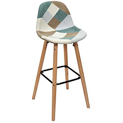 Avis The Home Deco Factory Set de 2 tabourets de bar patchwork bleu clair.